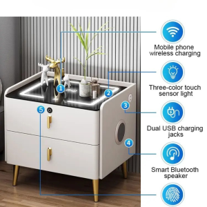 Komodinë me Karikim Wireless dhe Dritë LED model 1