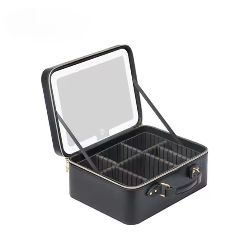 Kuti Make-up Profesionale me Pasqyrë dhe Ndarëse të Rregullueshme Kuti Make-up Profesionale me Pasqyrë dhe Ndarëse të Rregullueshme