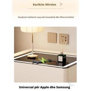 Komodinë me Karikim Wireless dhe Dritë LED model 4