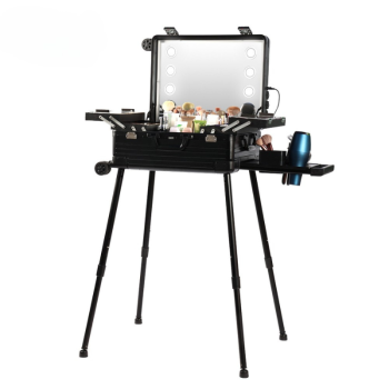 Valixhe Kozmetike me Drita dhe Pasqyrë Profesionale