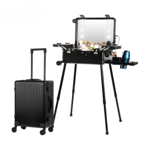 Valixhe Multifunksionale për Make-up me Tavolinë të Integruar