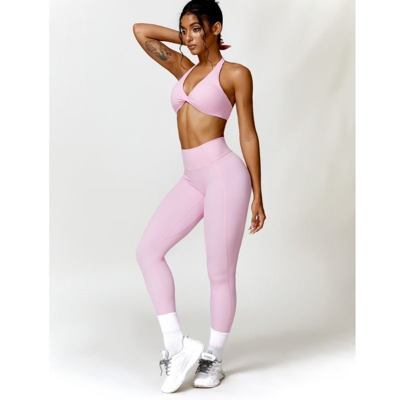 Streçe Rozë me Bel të Lartë Streçe rozë elastike për fitness ose veshje të përditshme