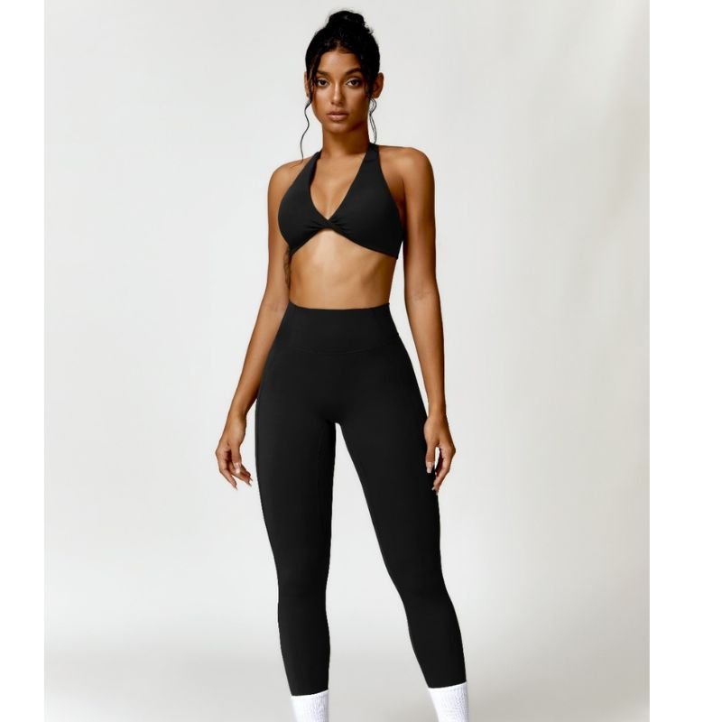 strece-zeza-pamje-mbrapa-squat-proof Streçe të zeza me bel të lartë për femra, pamje nga përpara